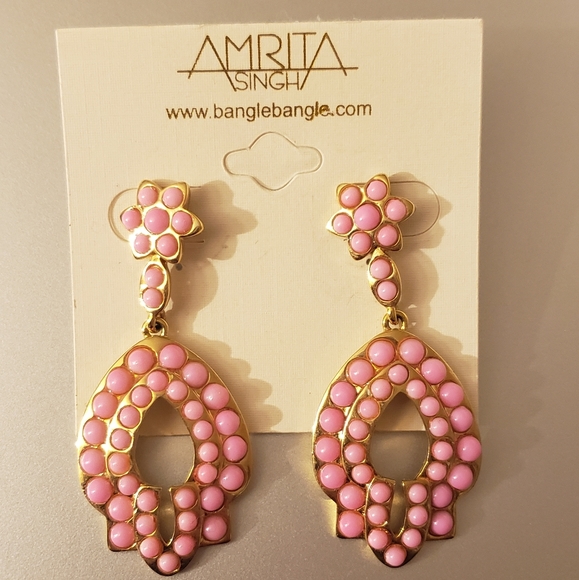 AMRITA SINGH STATEMENT EARRINGS Barbiecore pink! - Picture 1 of 3